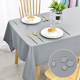 DWCN Silver grau Tischdecke Fleckschutz Abwaschbar 