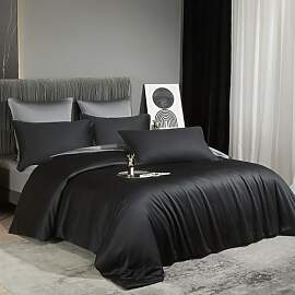 DXHOME Bambus Bettwäsche 135x200cm Schwarz