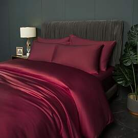 DXHOME Bettwäsche Bambus 155x220cm Rot Weinrot