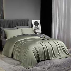 DXHOME Bettwäsche Bambus 155x220cm Salbeigrün