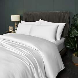 DXHOME Bettwäsche Bambus 155x220cm Weiß Uni 100% 