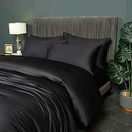 DXHOME Bettwäsche Sommer 200x200cm Schwarz Uni