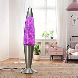 Easylight Lavalampe Lila mit Glitzer, Silber