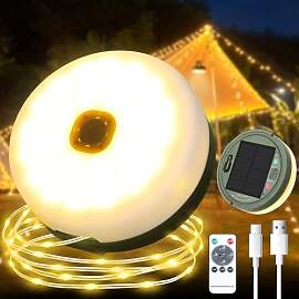 EccoCove Camping Lichterkette Aufrollbar Solar -