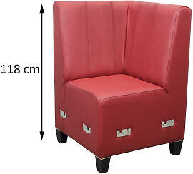 Eckbank mit Rücken Gesteppt Höhe 118 cm Leder