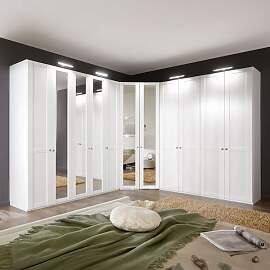 Eck-Kleiderschrank Alvito mit Beleuchtung und