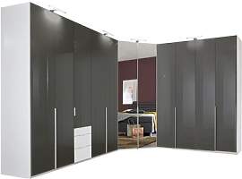 Eck-Kleiderschrank Bassiano mit Beleuchtung,