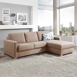 Eck-Schlafsofa Lelio Webstoff mit Lattenrost und