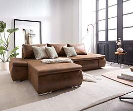 Ecksofa Abilene 260x175 cm Braun Ottomane variabel 