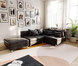 Ecksofa Clovis Anthrazit Antik Optik Modular
