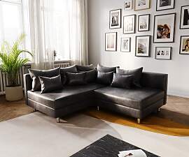 Ecksofa Clovis Anthrazit Antik Optik Ottomane