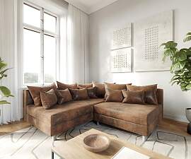 Ecksofa Clovis Braun Antik Optik Ottomane Links