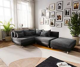 Ecksofa Clovis Schwarz Modulsofa Hocker Ottomane