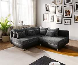 Ecksofa Clovis Schwarz Ottomane Links modular