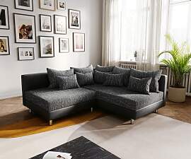 Ecksofa Clovis Schwarz Ottomane Rechts Modulsofa