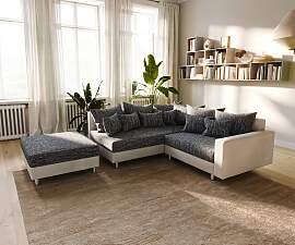 Ecksofa Clovis Weiss Schwarz modular Armlehne