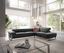 Ecksofa Floyd 300x230 Schwarz Ottomane rechts