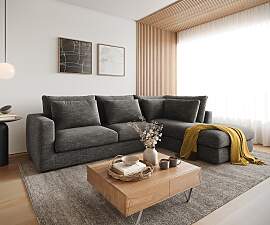 Ecksofa Isla 330x225 cm Chenille Anthrazit