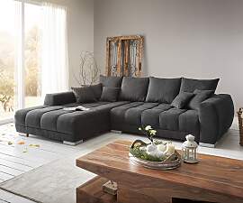 Ecksofa Josea 300x220 cm Mikrofaser Schwarz