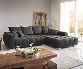 Ecksofa Josea 300x220 cm Mikrofaser Schwarz