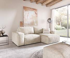 Ecksofa Lanzo 230x155 cm Cord Beige Recamiere