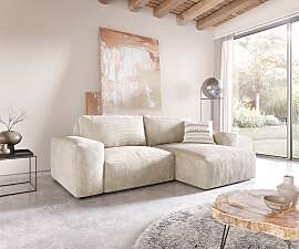 Ecksofa Lanzo 230x155 cm Cord Beige Recamiere