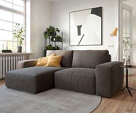 Ecksofa Lanzo 230x155 cm Mikrofaser Khakibraun