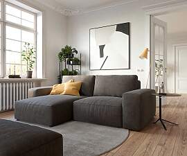 Ecksofa Lanzo 230x155 cm Mikrofaser Khakibraun