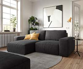 Ecksofa Lanzo 230x155 cm Mikrofaser Schwarz