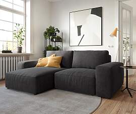 Ecksofa Lanzo 230x155 cm Mikrofaser Schwarz