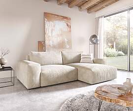 Ecksofa Lanzo XL 270x180 cm Cord Beige Recamiere