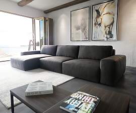 Ecksofa Lanzo XL 380x180 cm Lederimitat Vintage