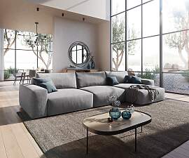 Ecksofa Lanzo XL 380x180 cm Mikrofaser Grau