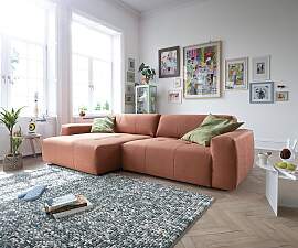 Ecksofa Lazaro 300x160 cm Flachgewebe Orange