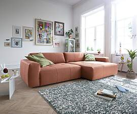 Ecksofa Lazaro 300x160 cm Flachgewebe Orange