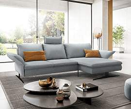 Ecksofa Nerio 300 x 190 cm Flachgewebe Pastellblau 