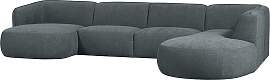 Ecksofa Polly U-Form aus Webstoff, modern, rechts, 