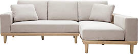 Ecksofa rechts 5-Sitzer mit Stauraum beiger Stoff
