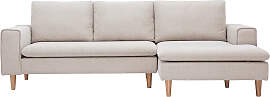 Ecksofa rechts in beigem Samteffekt Textilstoff