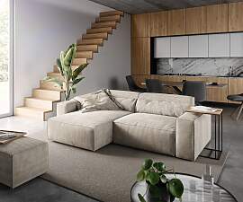 Ecksofa Sirpio 230x155 cm Cord Beige Recamiere