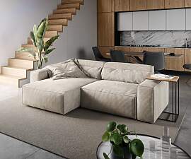 Ecksofa Sirpio 230x155 cm Cord Beige Recamiere