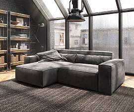 Ecksofa Sirpio 230x155 cm Mikrofaser Khakibraun