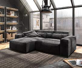 Ecksofa Sirpio 230x155 cm Mikrofaser Schwarz