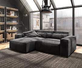 Ecksofa Sirpio 230x155 cm Mikrofaser Schwarz