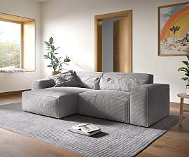 Ecksofa Sirpio XL 270x170 cm Cord Silbergrau