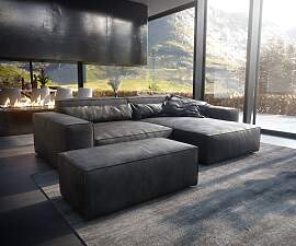 Ecksofa Sirpio XL 270x170 cm Lederimitat Vintage