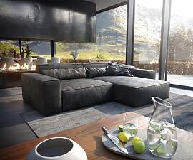 Ecksofa Sirpio XL 270x170 cm Lederimitat Vintage