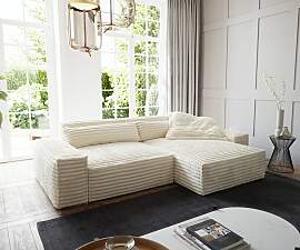 Ecksofa Sirpio XL 270x170 cm Plüschcord Beige