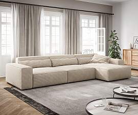 Ecksofa Sirpio XL 370x170 cm Cord Beige Recamiere