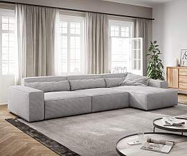 Ecksofa Sirpio XL 370x170 cm Cord Silbergrau